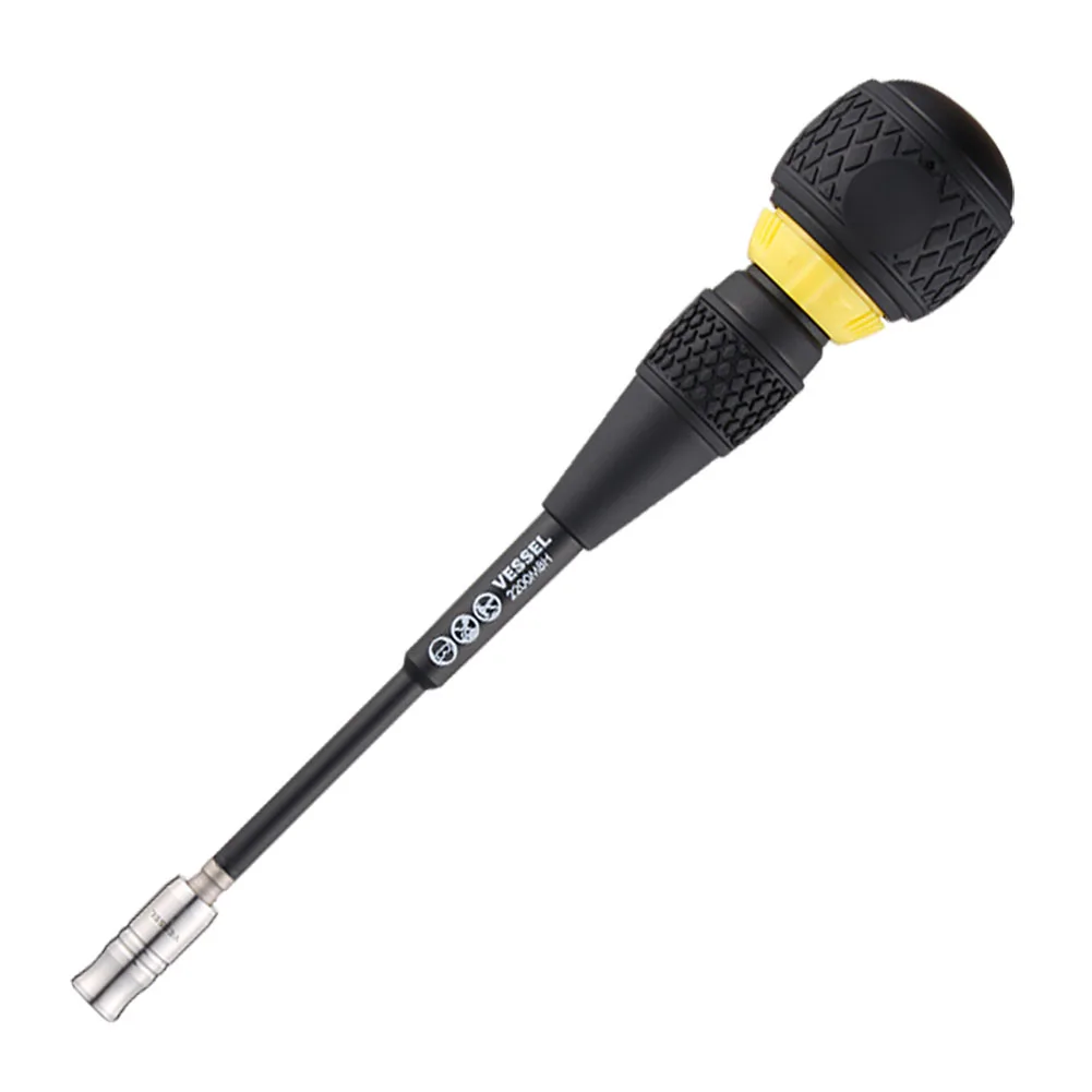 Japan Vessel No.2200MBH Ball Grip Ratchet Screwdriver with Bit Holder