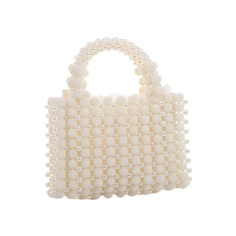 

Women's Pearl Evening Handbag with Top Handle and Pearl Embellished for Party Wedding Banquet Cocktail Gala Elegant Luxury