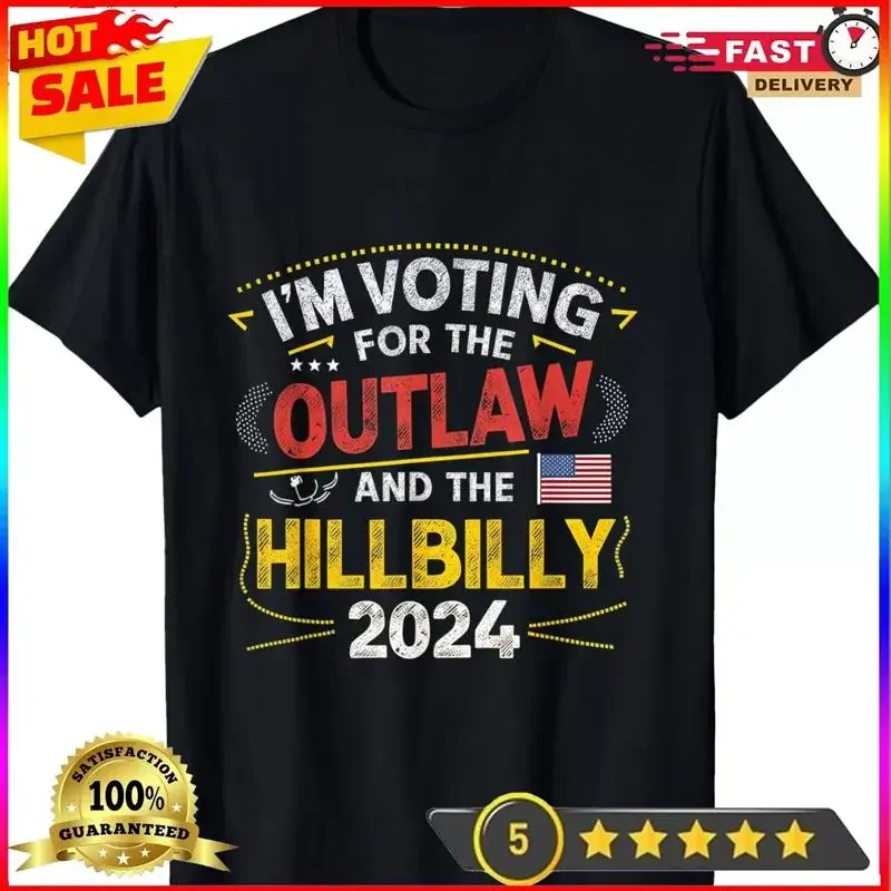 I'm Voting For the Outlaw and the Hillbilly 2024 US Flag T-Shirt full size