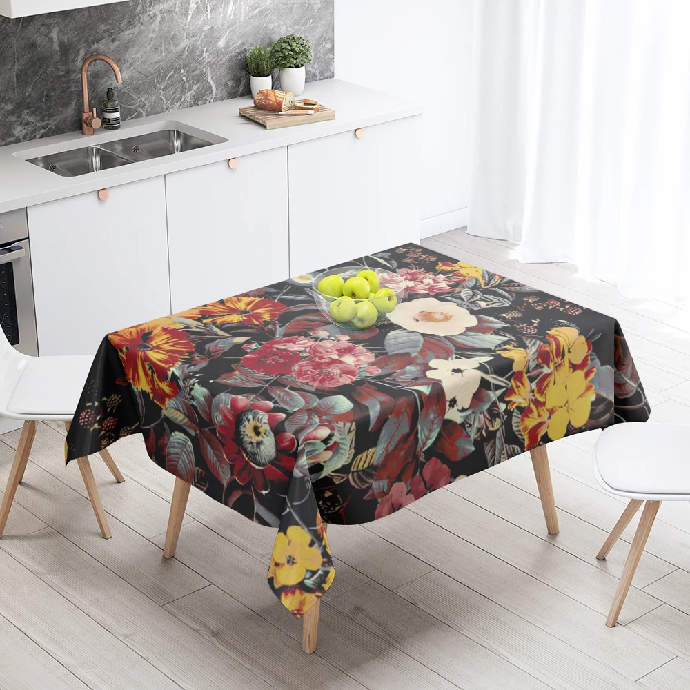 Home tablecloths dining decoration and rectangular table accessories waterproof cloth Anti-stain restaurant Nordic plant flower