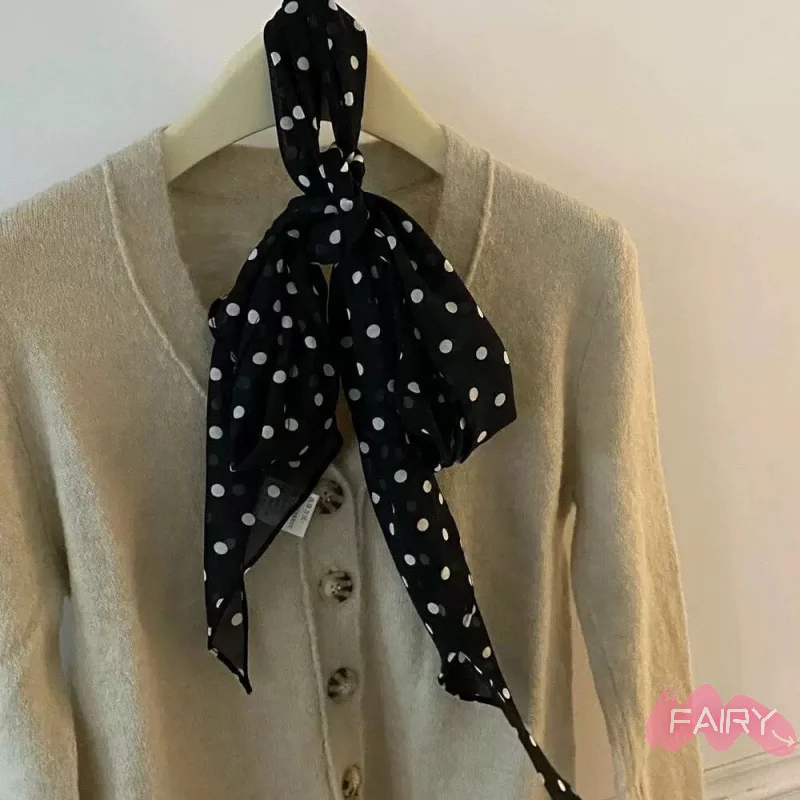 

Retro Leopard Polka Dots Print Silk Scarf Women's Fashion All-match Belt Scarf Accessories