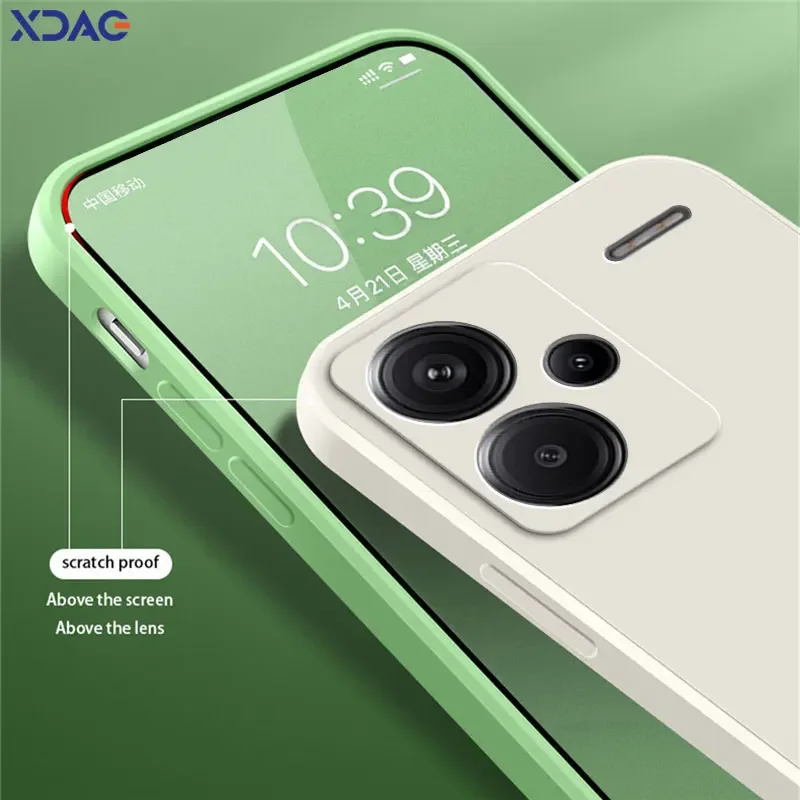 Quadratische Flüssigsilikon-Handyhülle für Xiaomi Redmi Note 13 Pro Plus 360 Kamera, schützende weiche Rückseite, Redmi Note 13 13 Pro Taschen