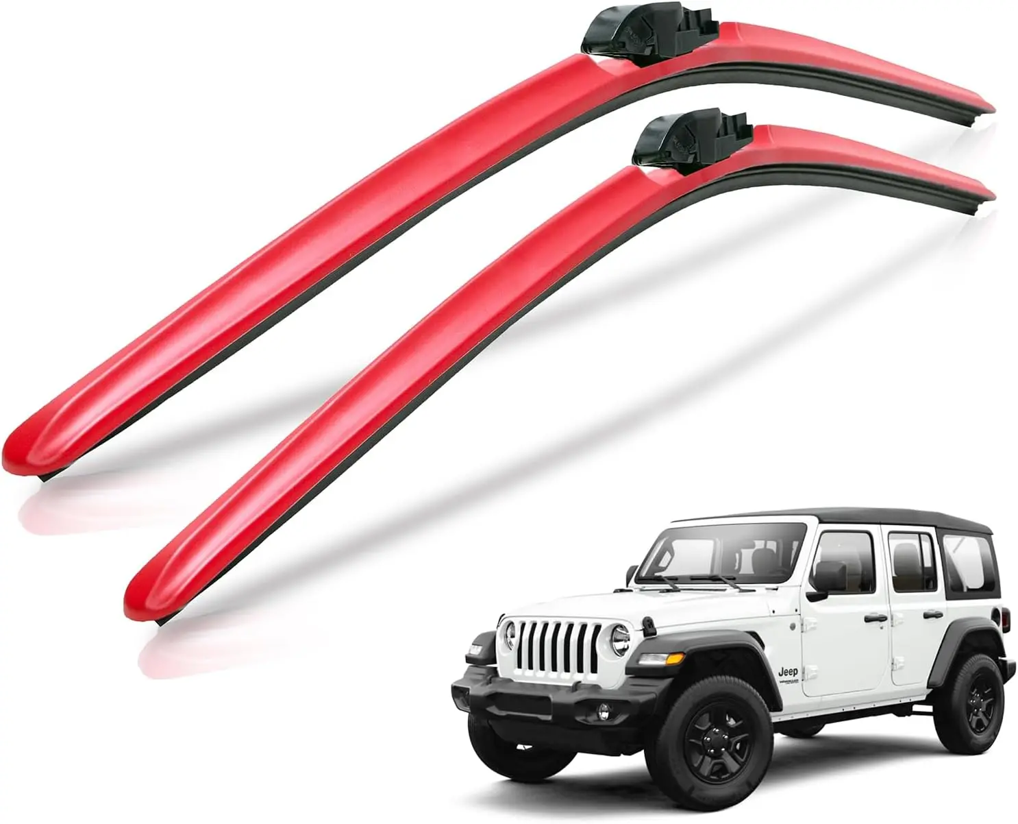

Jeep Wrangler & Gladiator (16"/16") Red Windshield (All Wrangler & Gladiator Models), All-Weather Replacement Wipers-Set of 2,