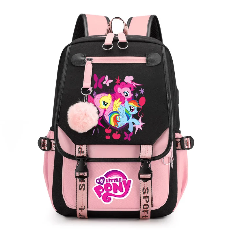 My Little Pony Boys Gilrs Backpacks Bag Travel Rucksack Mochila Teenager USB Charging Laptop Backpack