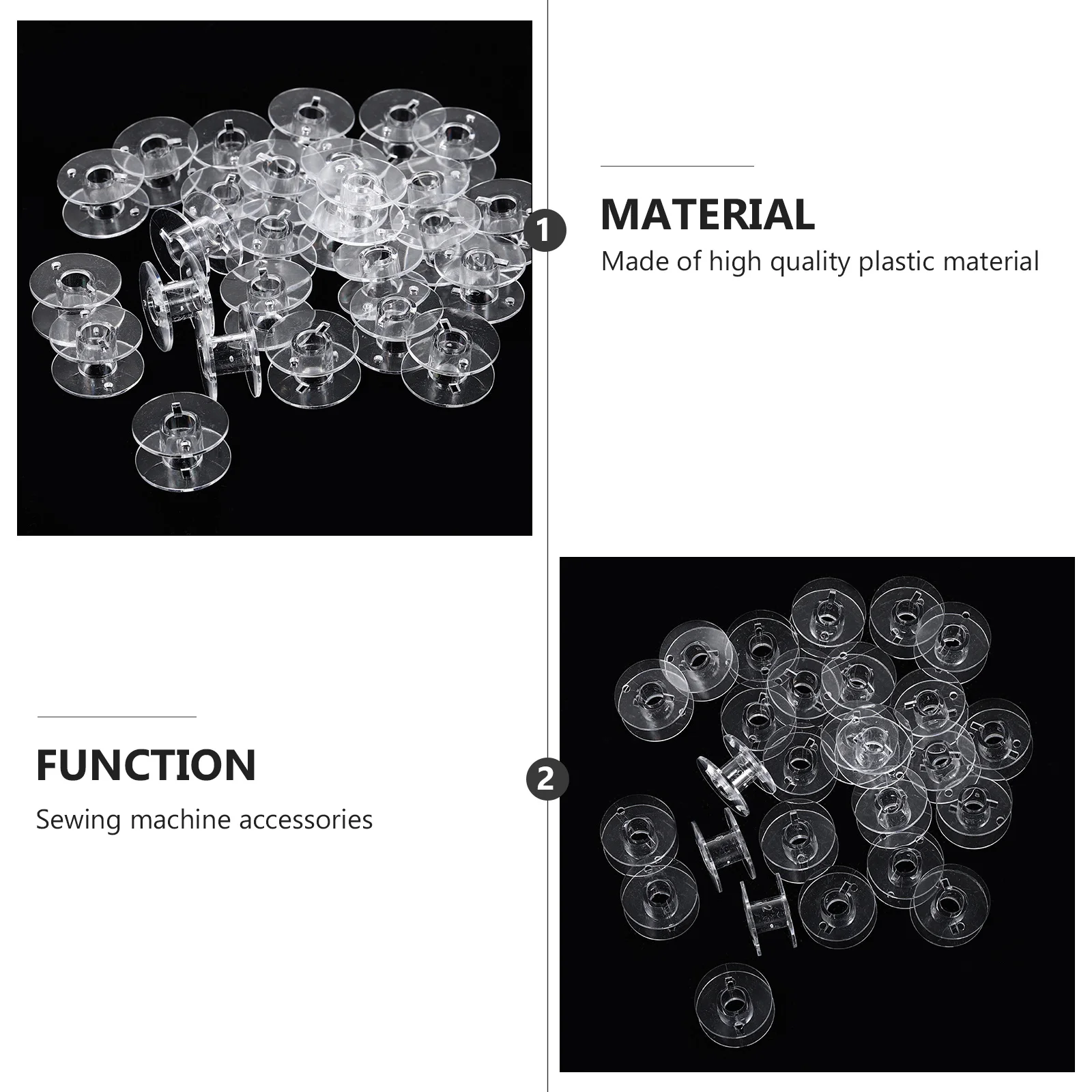 Bobinas de máquina transparentes para suministros domésticos, accesorios duraderos de repuesto, piezas de costura portátiles, artesanías, 50 Uds.
