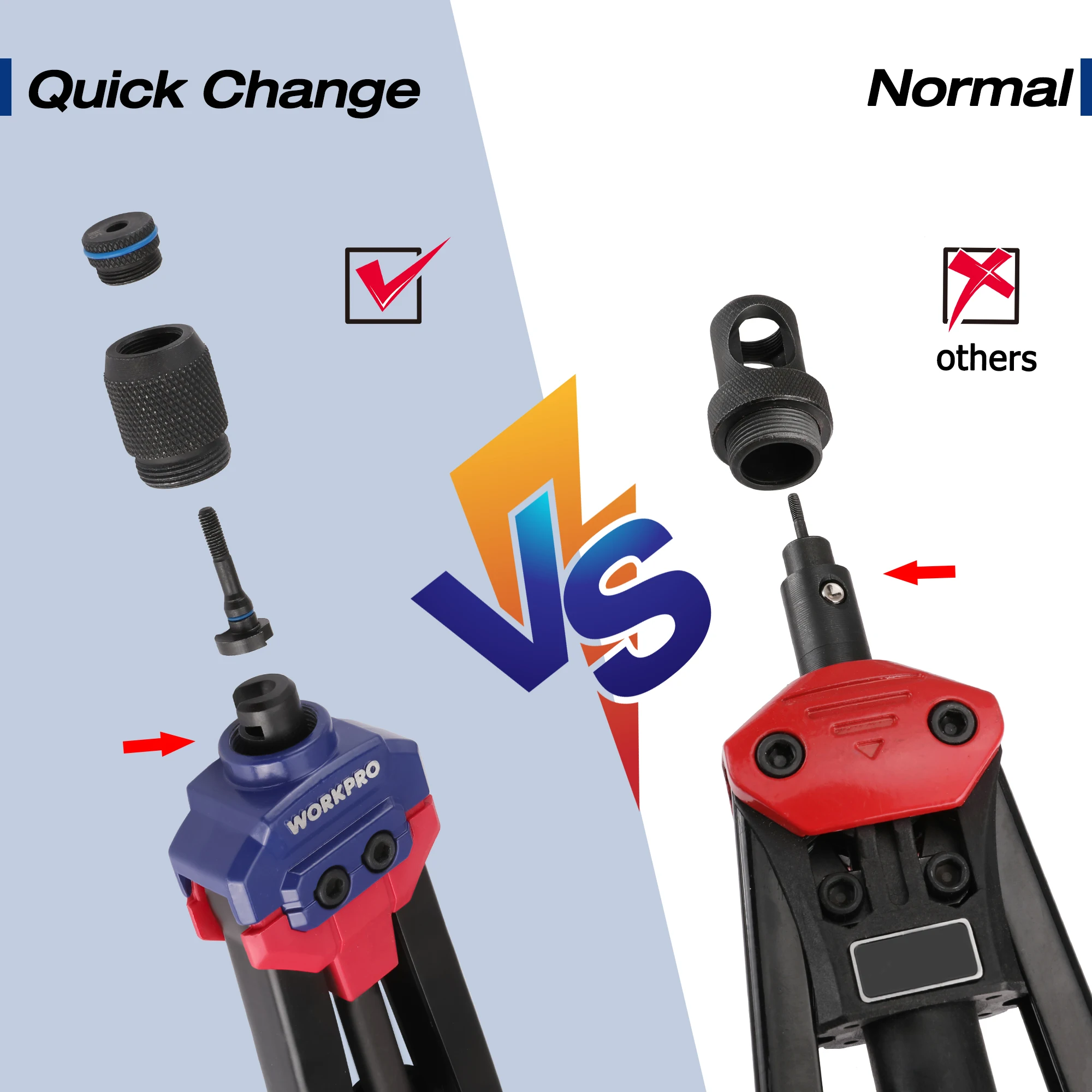 WORKPRO 16" Rivet Nut Tool with 11 Metric and SAE Mandrels, 185pcs Rivnuts Assortment Kit for Sheet Metal & Automotive Work