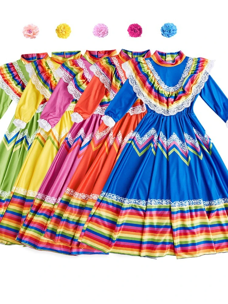 

Mexican Dance Dr Ethnic Dance Stage Performance Costume Women's Traditional Clothing Festival Par loween Stage ow