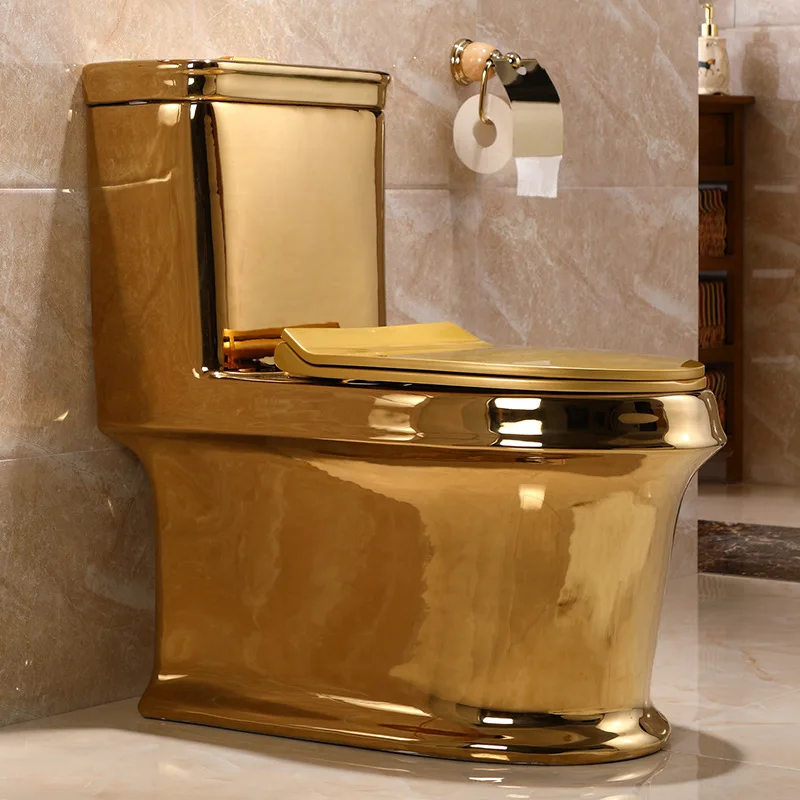 Bathroom Luxury manually Flush Wc Bidet Ceramic Floor One Piece pure gold Smart Toilet Bowl popular in 2022 from China