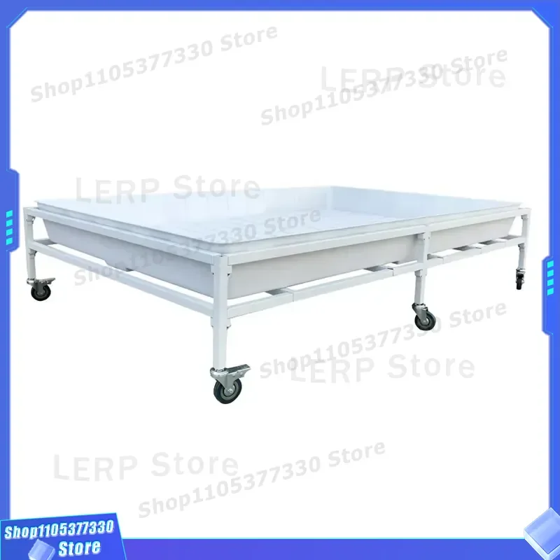 4x8ft Hydroponic Flood Table Low Profile Growth Tray with Casters Drain System Bracket for Indoor Plant Cultivation Setup Low