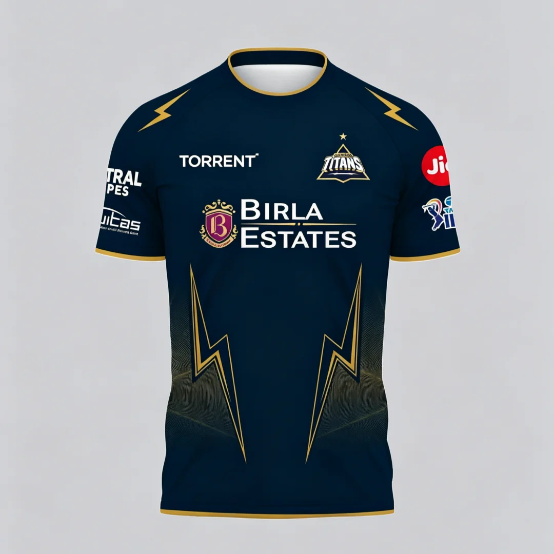Image of 2026 Neues Sommer-Erwachsenen-Trikot der Gujarat Titans IPL Cricket Schnelltrocknendes Kurzarm-Sport-T-Shirt Atmungsaktives Rundhals-Oberteil für Fans