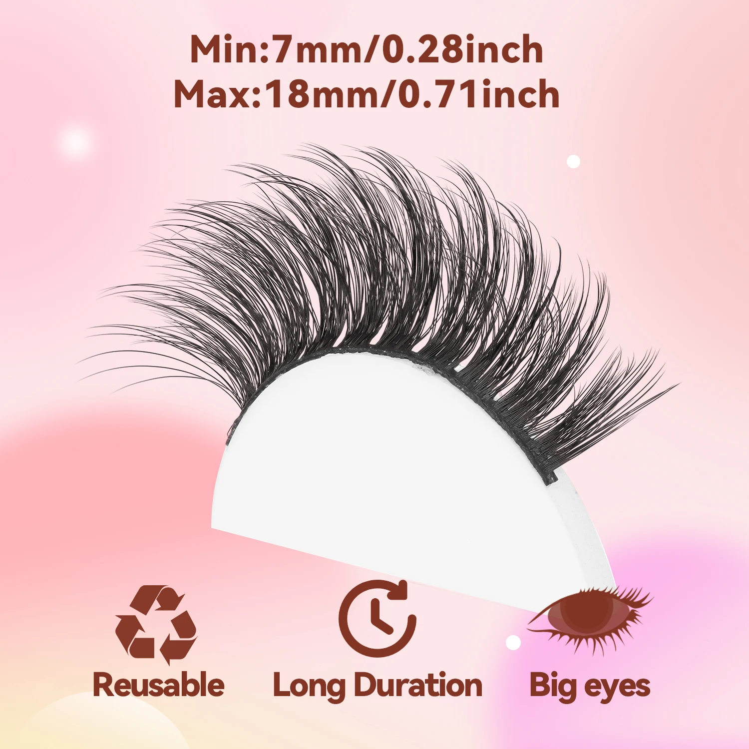 자연스럽고 길고 편안한 컬을 위한 캣아이 인조 속눈썹 7쌍 세트로 쉽게 적용할 수 있으며 초보자에게 적합합니다.