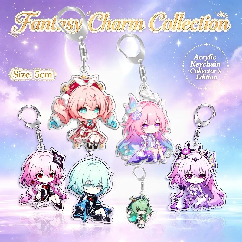 For Honkai Star Rail Herta Topaz Feixiao Acrylic Selfmade Keychain Cute Backpack Pendant Key Chain Game Fans Gift Ornaments 5cm