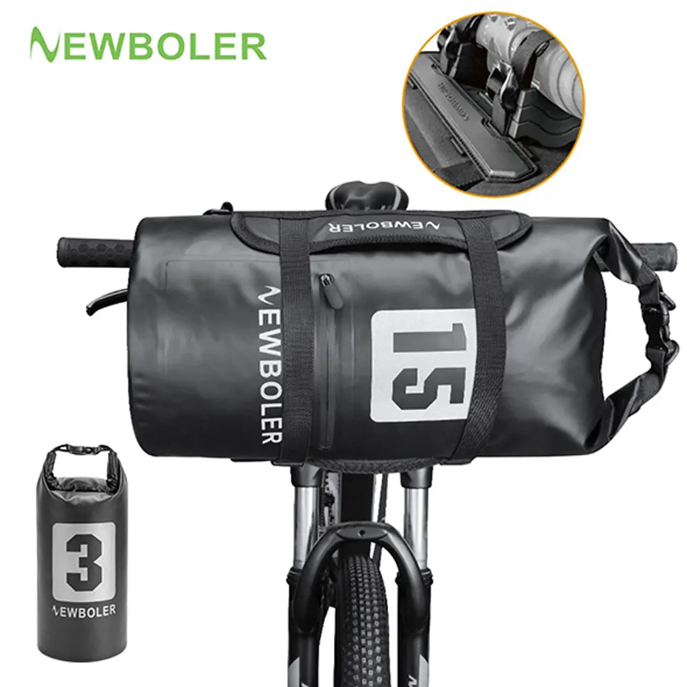 NEWBOLER Waterproof Bike Front Tube Bag 10L/15L/20L Cycling Front Frame Pannier Bicycle Handlebar Basket Pack Bicycle Accessorie