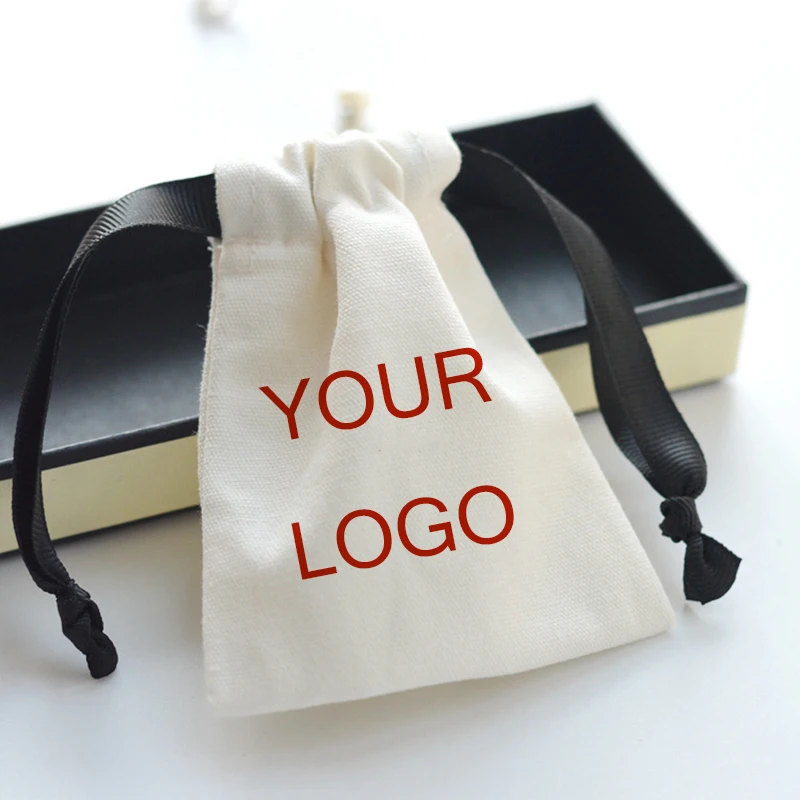 DIY LOGO Mini Pouch Custom Name Cloth Drawstring Bag String Canvas School Change Jewelry Gift Small Cloth Storage Bag