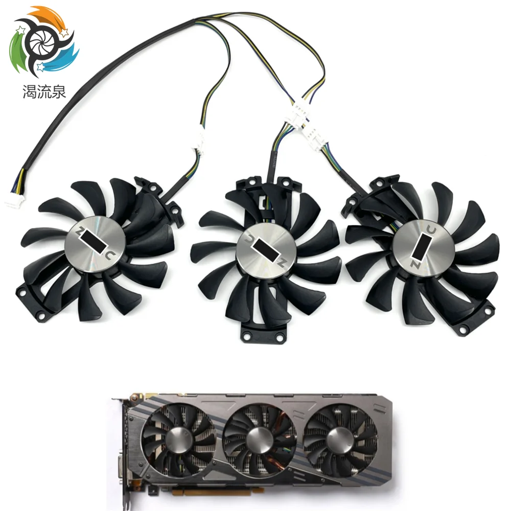 新しい75ミリメートルGA81S2U 4PIN GTX980 GTX970 vga gpu冷却ファン交換zotacのgeforce gtxため980-4GD5 gtx 970 amp 4グラムグラフィックカードファン