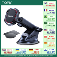TOPK Magnetic Car Phone Holder,Universal Dashboard Windshield Industrial-Strength Suction Cup Car Phone Mount for All Phones