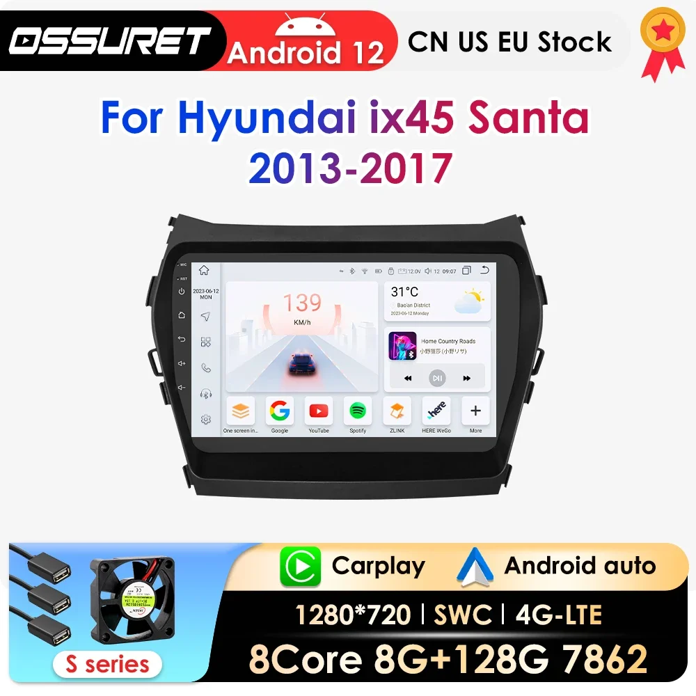 

2 Din Android Car Radio for Hyundai Ix45 Santa Fe 2013 2014 2015 2016 2017 Multimedia Player GPS Navi Stereo Bluetooth RDS 7862