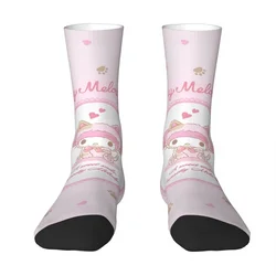 Funny Sanrio Kawaii My Melody Basketball Socks Anime Polyester Middle Tube Socks for Women Men Non-slip