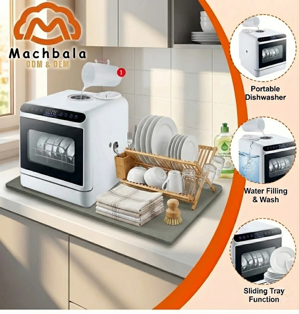OEM Mini Countertop Dishwasher Top-fill Water Tank 5 Place Settings RV Portable Dish Washer Factory