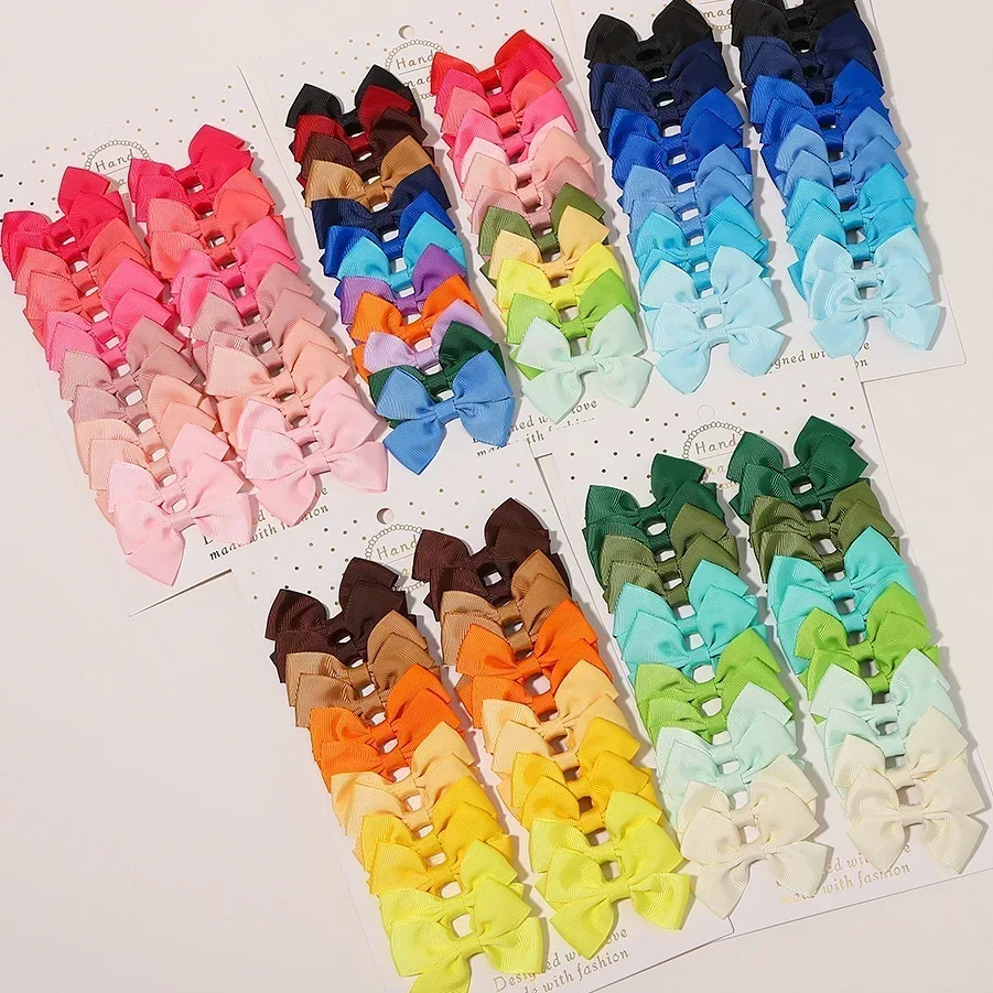 

24Pcs/Set Colorful Bowknot Hair Clips for Baby Girls Handmade Hairgrips Children Cute Small Hairpins Hair Accessories Wholesale