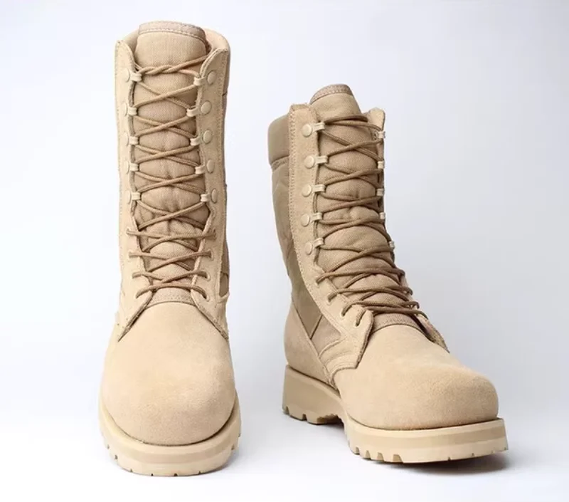 Stivali da combattimento da uomo e da donna Stivali da deserto alti in vera pelle realizzati in vera pelle