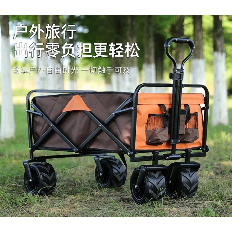 

Collapsible Folding Utility Beach Cart Wagon Heavy Duty Large Capacity Fold Wagon Ourdoor Trolley Portable Garden Camping Cart