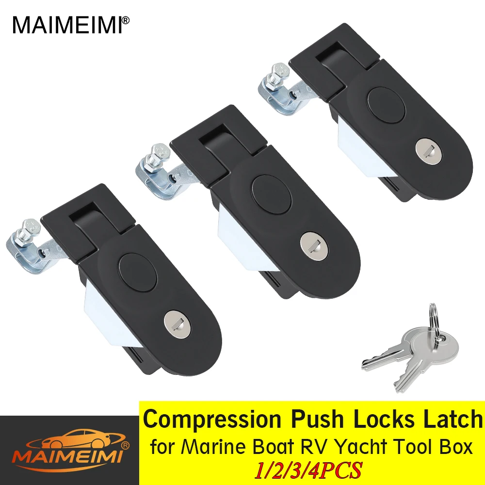 1,2,3,4Pcs Compression Push Locks Latch Anti-Theft Safety Cabinet Coated Lock For Tool Box Camper Trailer Caravans Horse Floats