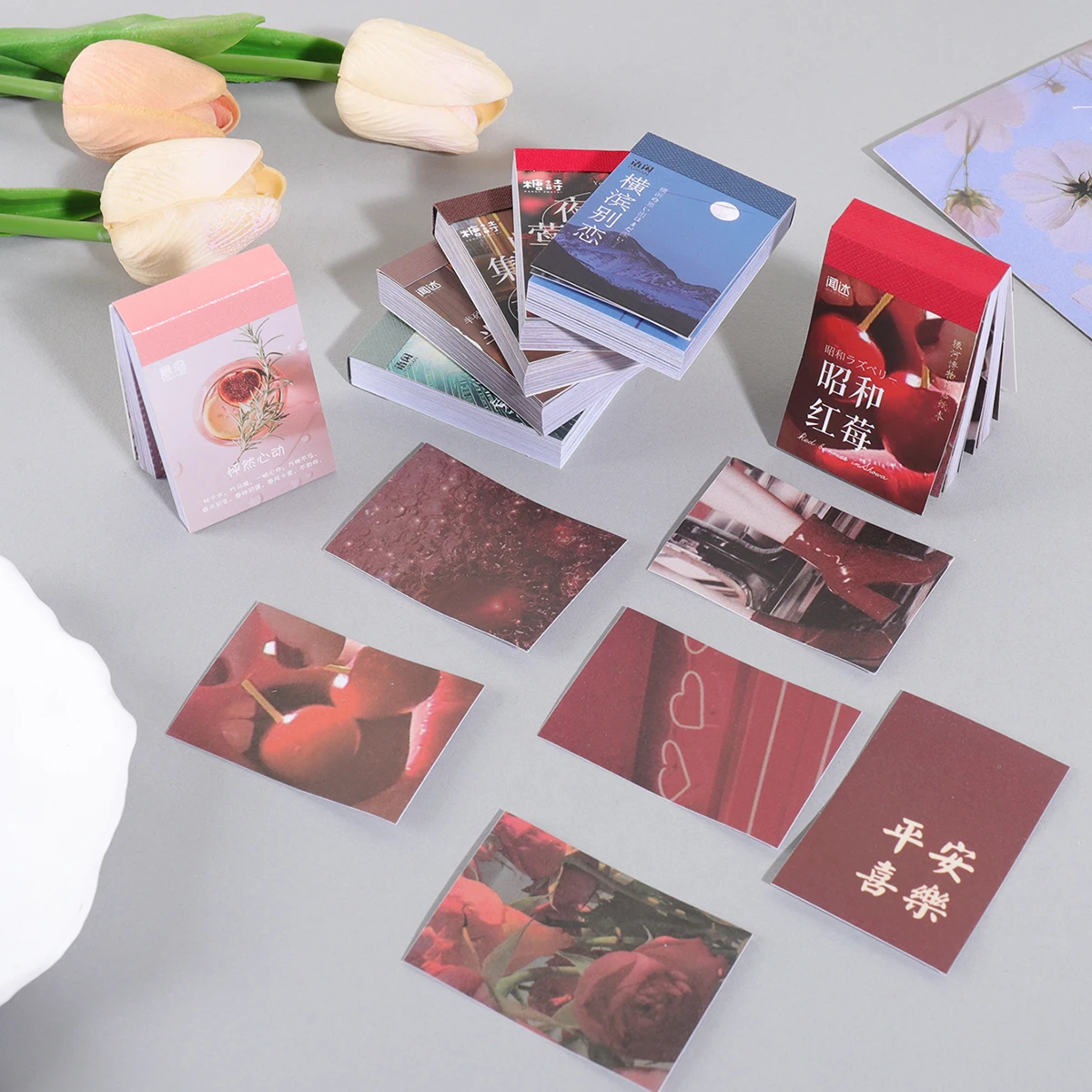 50 Sheets per Book of Floral Scenic Pattern Material Book, with Various Lifestyle Themes, for DIY Planner and Diary Decoration