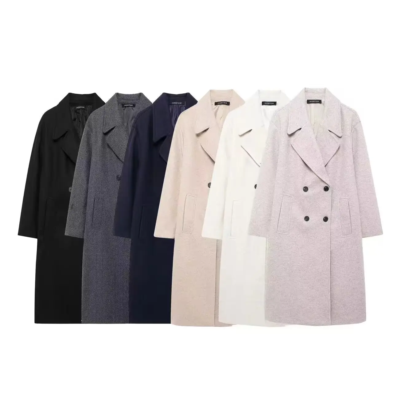 

TRAFZA Fashion Woman Loose Warm Overcoats Women Chic Solid Color Long Sleeve Lapel Pocket Double Breasted Decorate Coat Jacket