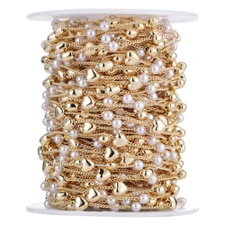 Catena di perline da 1 metro KC Oro Perla d'imitazione CCB Cuore Stella Perline Catena di rame per bracciali Collana Creazione di gioielli fai da te