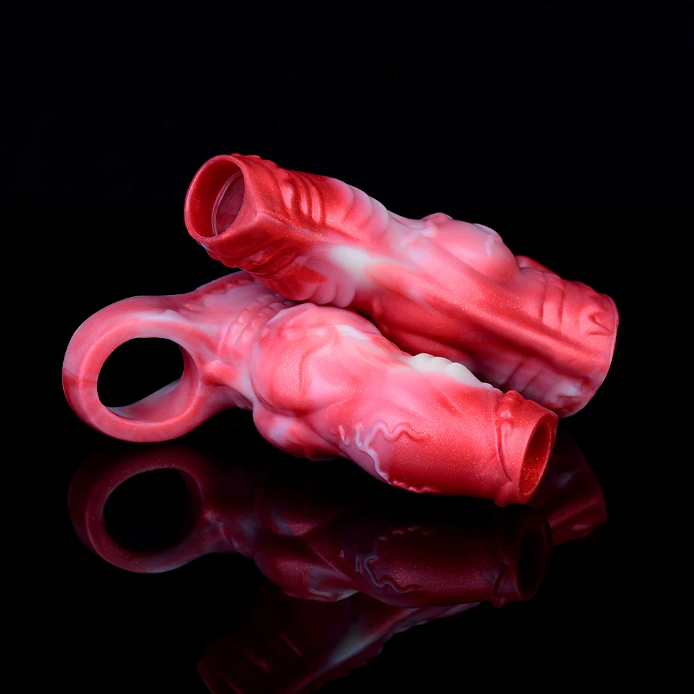 NNSX Penis Sleeve Extender Animal Textured Cock Sleeve Dick Enlargement Delay Ejaculation Silicone Sex Toyswith Knot for Couples