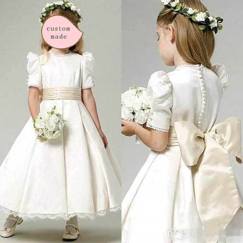 Vestidos Flower Girl com lantejoulas e miçangas para crianças, vestidos A Line para casamento, aniversário, vestidos de concurso, primeira comunhão