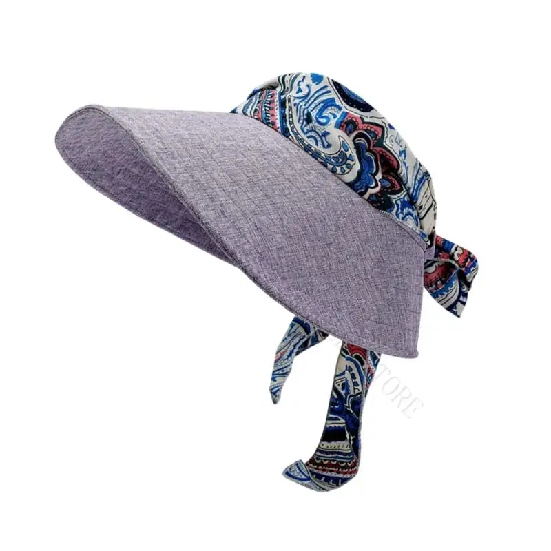 R7UF Open Top Summer Sun Hat with Tie Back Shade for Outdoor Travel Days