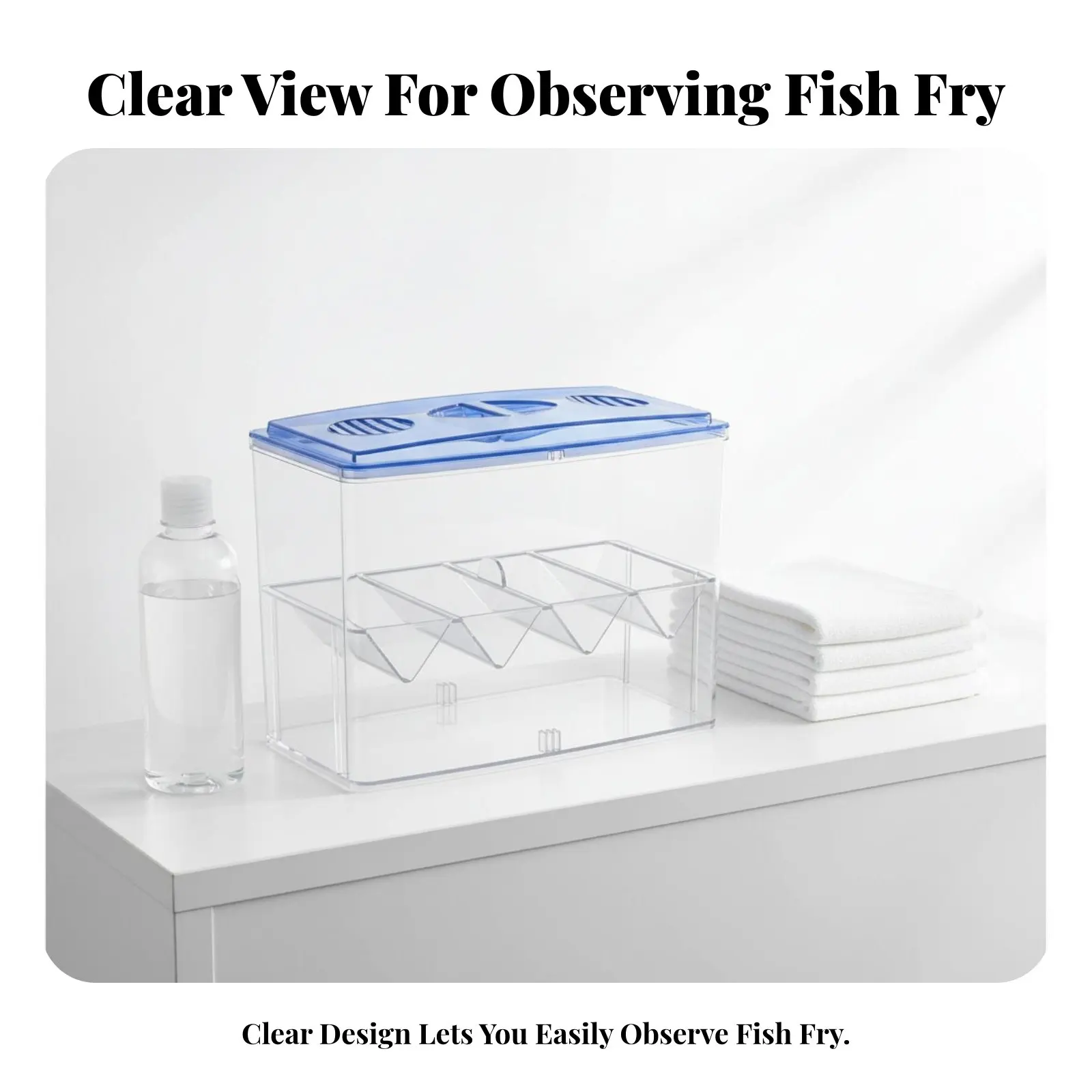 Image 6: Boîte d'élevage pour créatures aquatiques en acrylique, design à double niveau, conteneur d'élevage pour habitat aquatique, ventilé