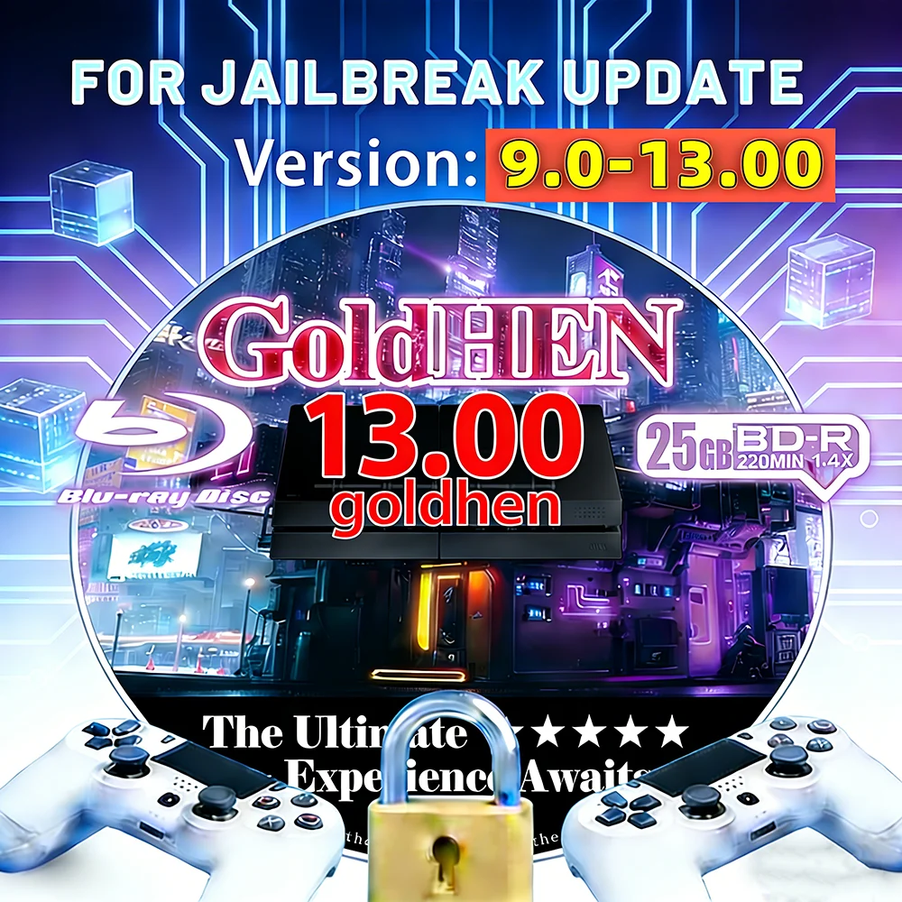 Nuevo 2026 para PS4 13.00 Jailbreak, Disco de Arranque Dorado con Payload para Firmware 9.0-12.52, Homebrew y Copia de Seguridad de Juegos, Disco de Respaldo