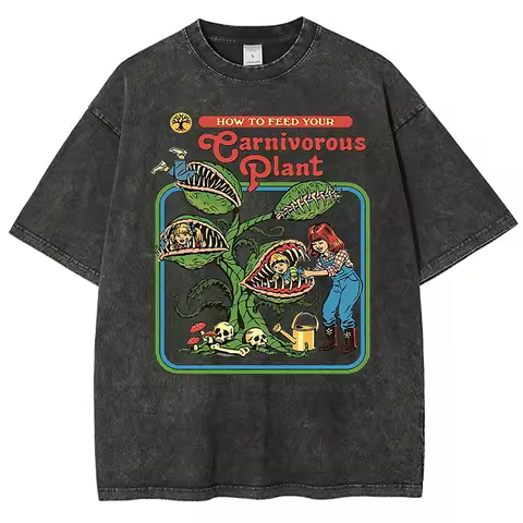 Environmental Planting Funny Philosophical Patterns American Retro Print Men Washed Tshirt Trend Round Neck Cotton Short Sleeved