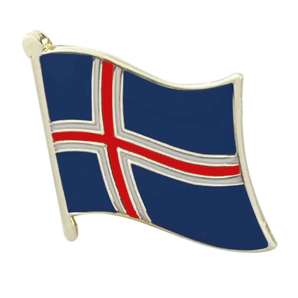 Countries Flag Lapel Pins-Iceland Metal Badges National Day Brooches (10 Pcs/Lot)