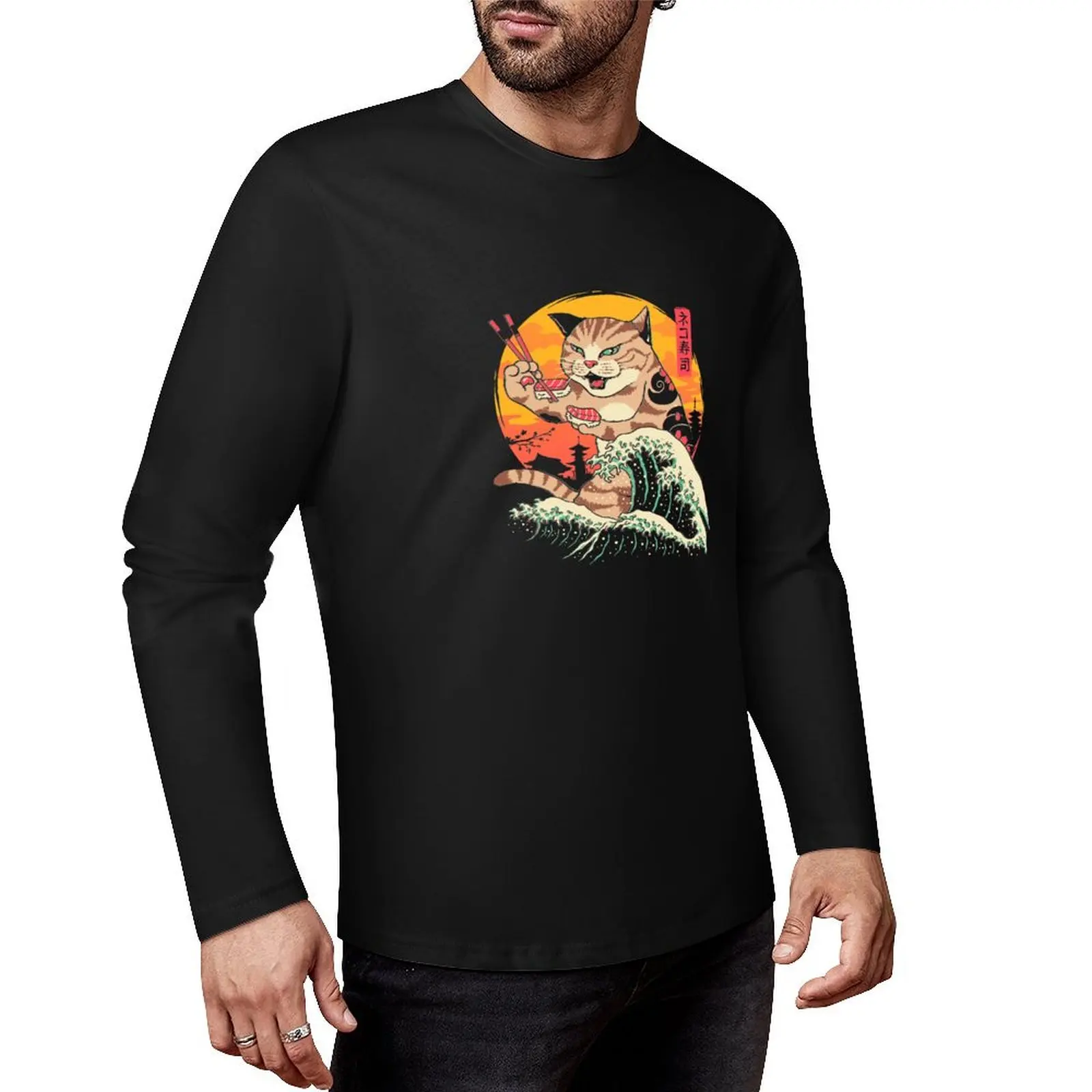 Neko Sushi Wave Long T-Shirt sweat shirt new edition t shirt hippie clothes black t shirts for men