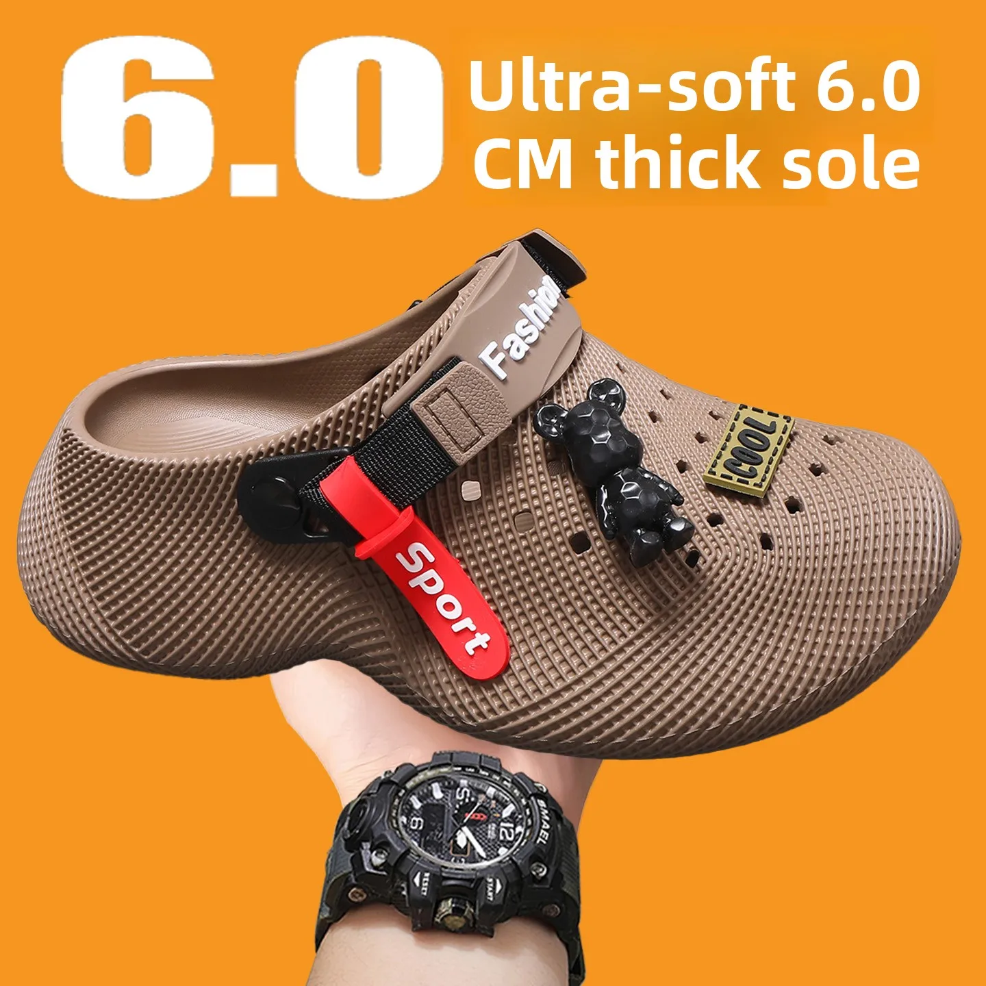 Men's Sandals 2026 New Summer Beach Wear-Resistant Outdoor Driving Sports Thick Bottom Anti-Slip Slippers Casual Flat Footwear
