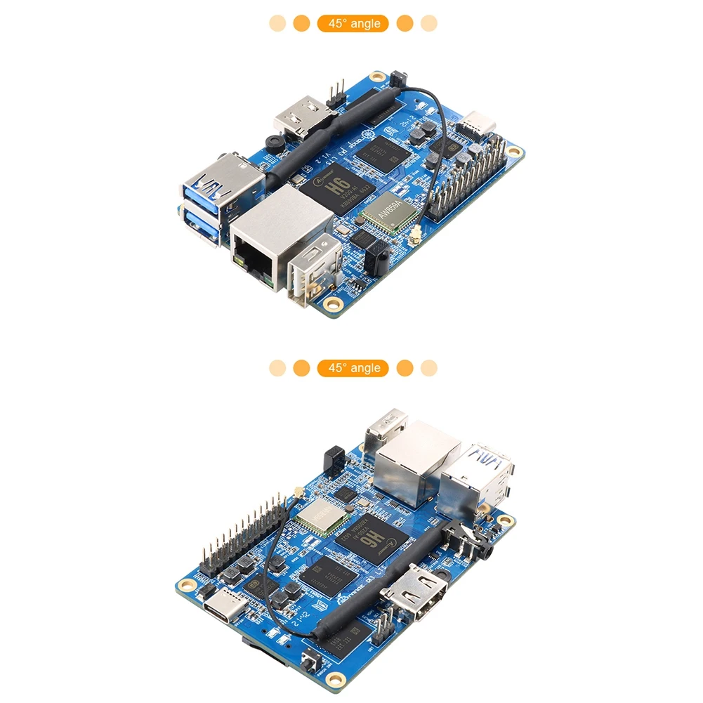 Stylish-For Orange Pi 3 LTS Development Board 2G8G EMMC With +BT5.0,Allwinner H6 Soc,Open Source Board Computer,Run Android