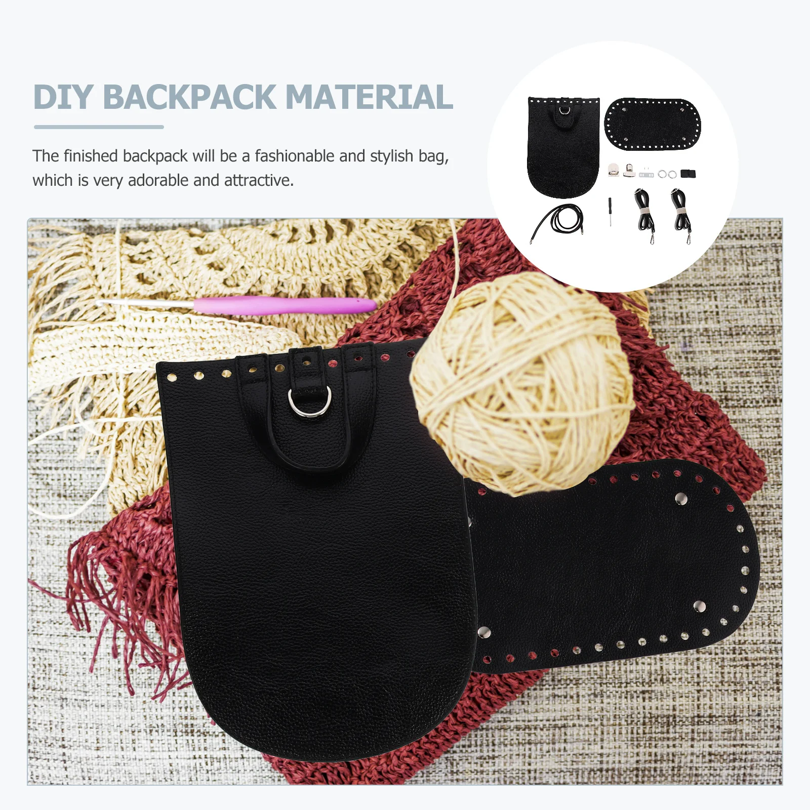

1Set DIY Backpack Water Wash Rattan Weaving Kit Premium PU Material Handmade Accessories for Craft Training Parent