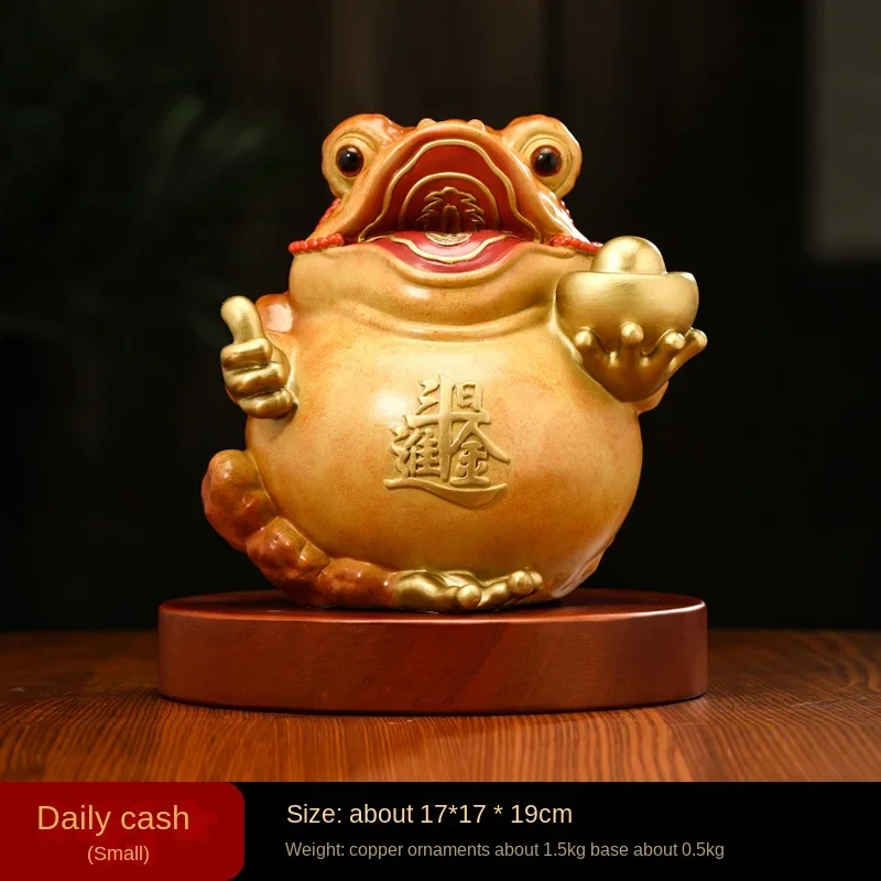 Bronze Golden Toad Lucky Ornaments Living Room Entrance Decorations Office Desk Surface Panel Crafts Company Opening Gifts