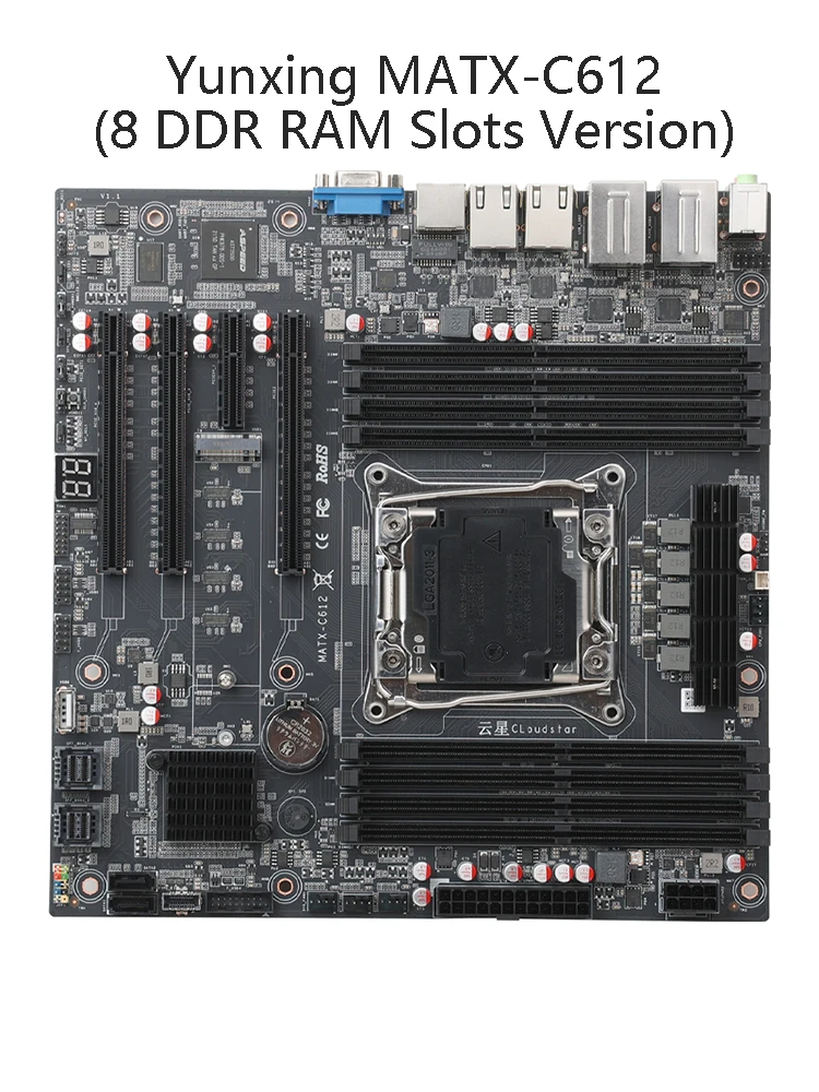 Placa base C612 MATX con 8 ranuras de memoria DDR4 + 4 ranuras PCle + BMC + múltiples interfaces USB