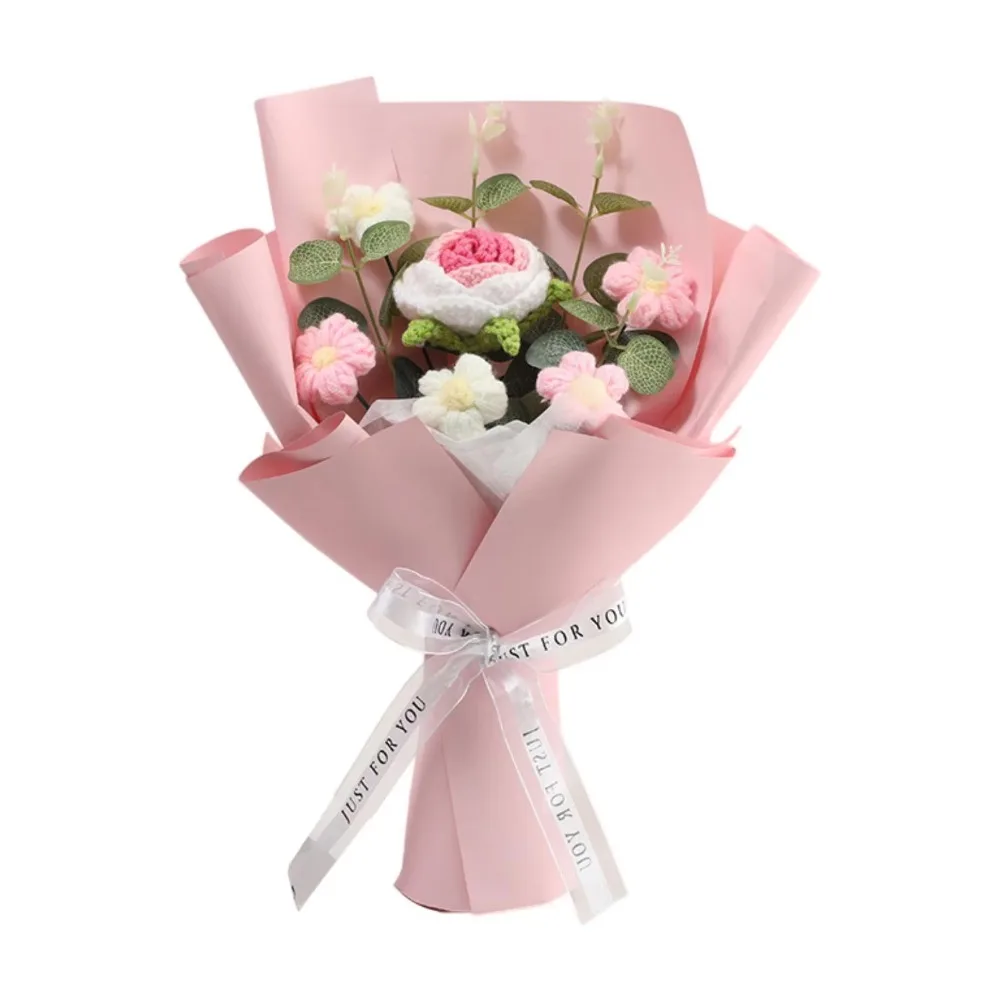 

Handmade Knitted Crochet Flower Bouquet Completed Crochet Finished Knitted Artificial Flower Artificial Texture