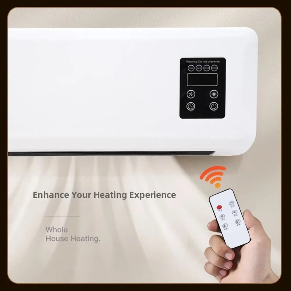 Heater Cooler Fan Wall Mountable or Tabletop with Remote Control Timer Function 1-12 Hours Flow Air Circulation