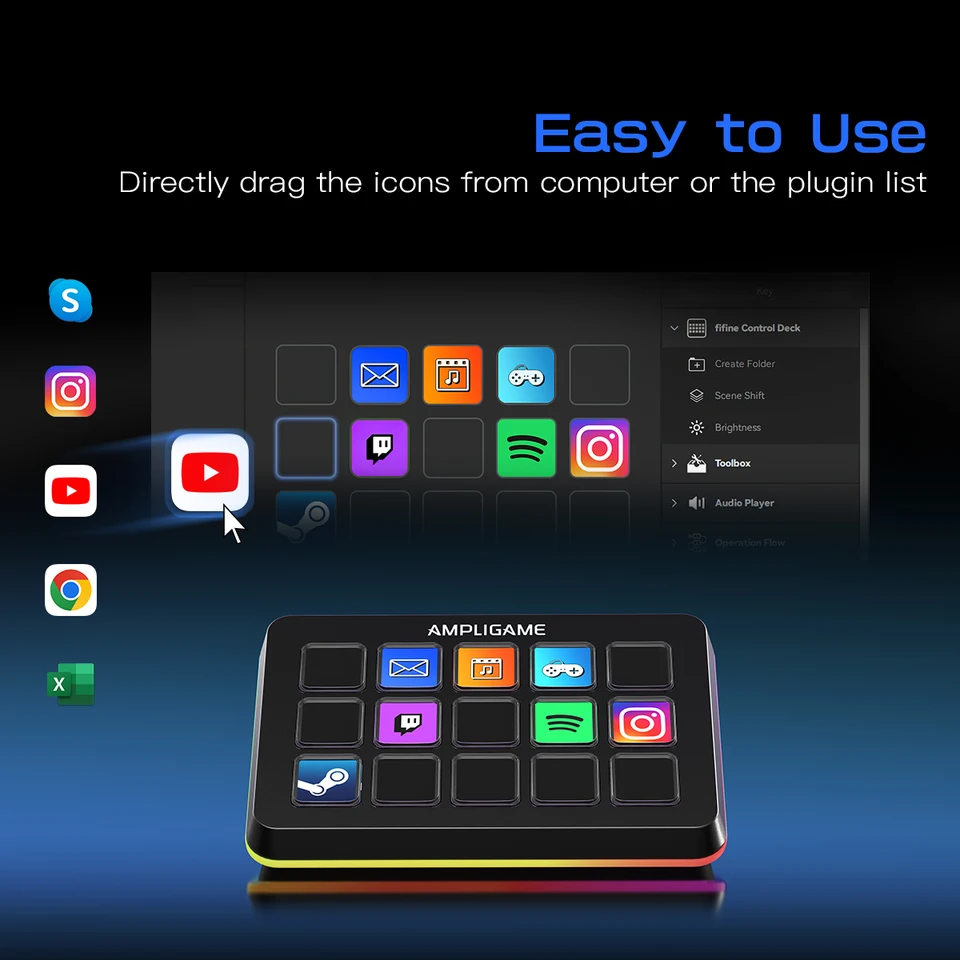 FIFINE Stream Controller with 15 Macro Keys,Streaming Deck with