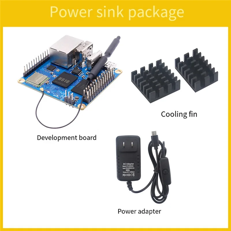 Efficient For Orange Pi Zero3 Development Board 4GB RAM H618 Wifi5+BT5 Gigabit LAN For Android12 Debian12 With Heat Sink US Plug