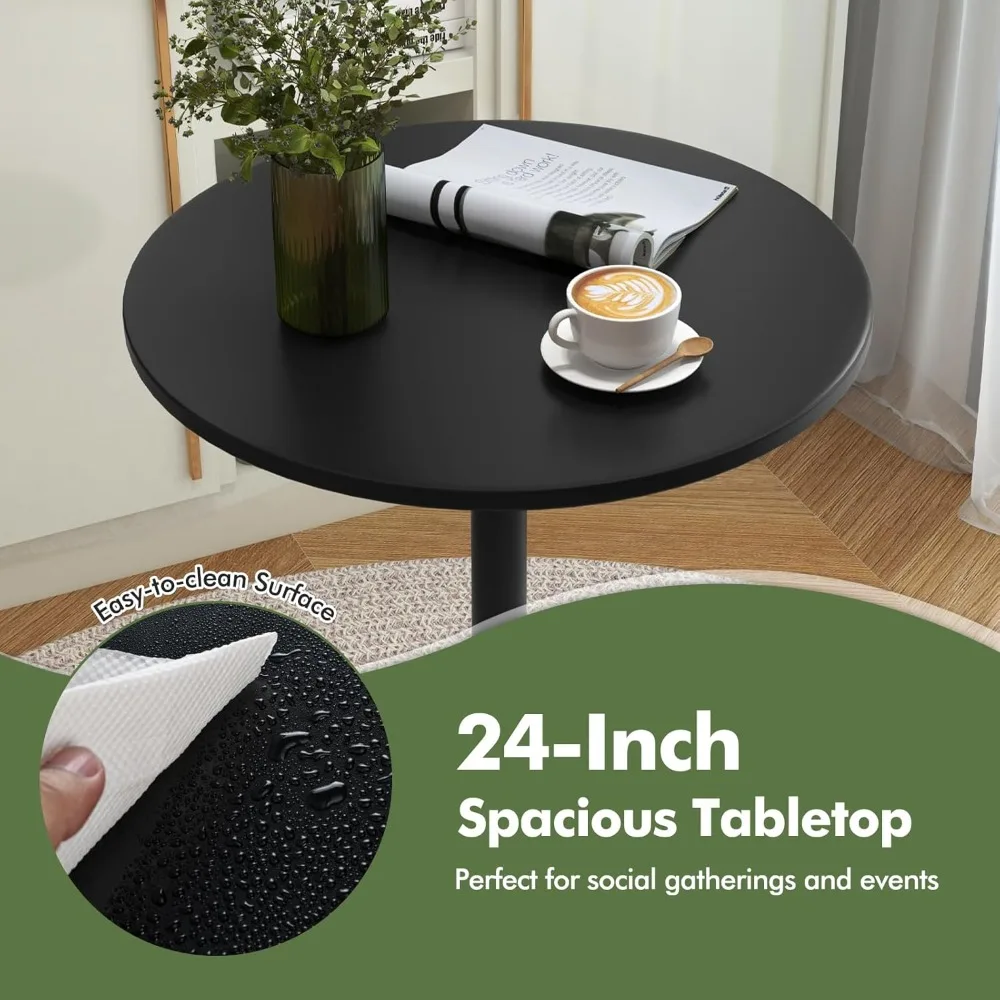 Mesa de bar pequena circular, mesa de coquetel com altura de barra ajustável em altura, mesa de bar de topo alto, mesa de lanche com base de metal pesado