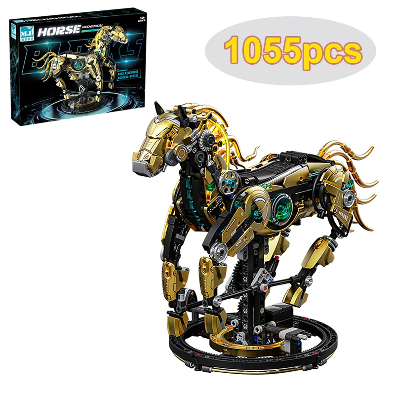 

Mechanical Horse DIY Building Blocks MOC Model Creative Technical Bricks STEM Educational Toy Kit for Adults Kids Gift