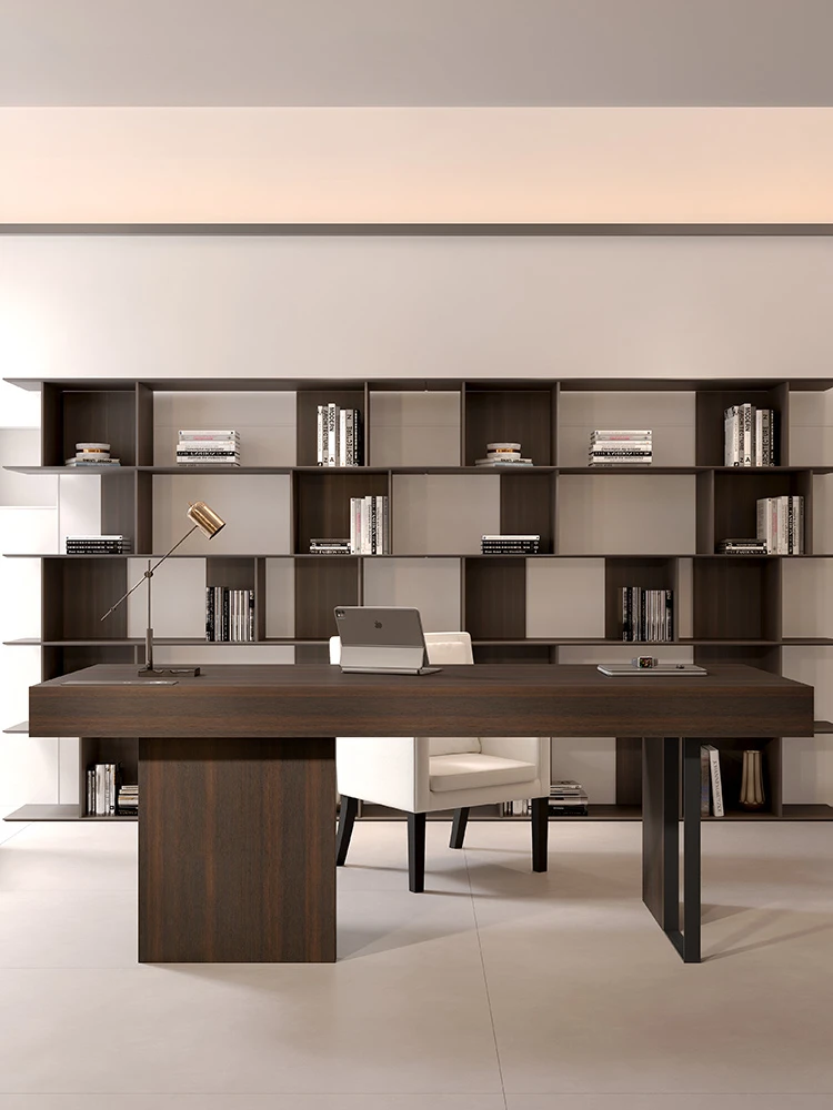 Desk Italian minimalist small unit study light luxury modern solid wood boss office computer desk